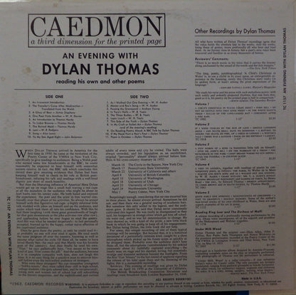Dylan Thomas : An Evening With Dylan Thomas Reading His Own And Other Poems (LP)