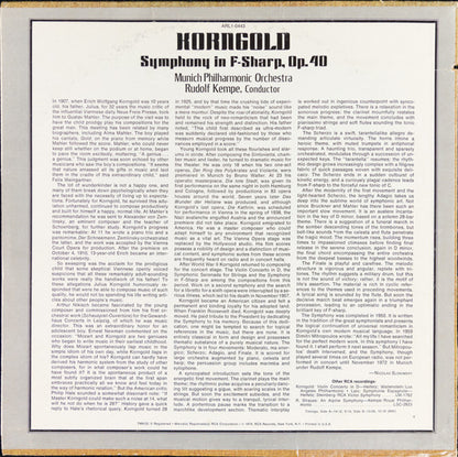 Erich Wolfgang Korngold - Munich Philharmonic Orchestra*, Rudolf Kempe : Symphony In F-Sharp, Op. 40 (LP, Dyn)