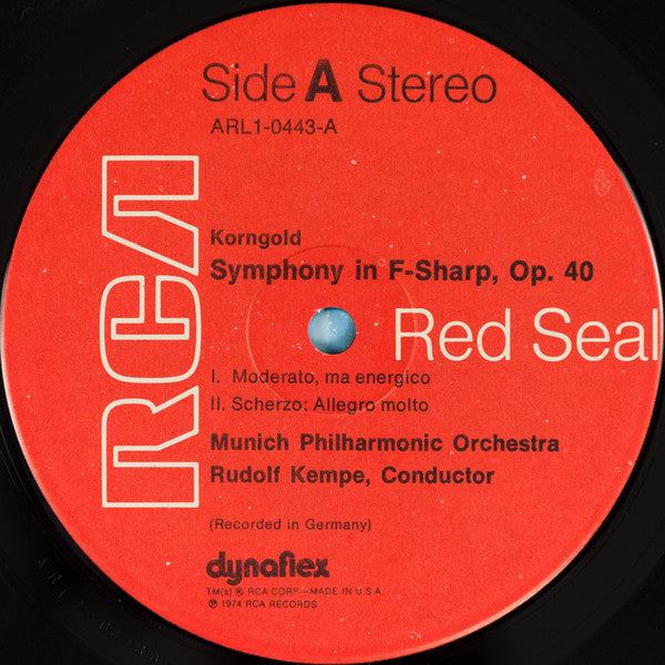 Erich Wolfgang Korngold - Munich Philharmonic Orchestra*, Rudolf Kempe : Symphony In F-Sharp, Op. 40 (LP, Dyn)