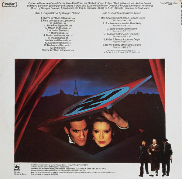 Georges Delerue : Francois Truffaut's The Last Metro (Original Soundtrack Recording) (LP, Album)