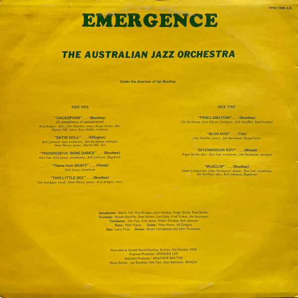 The Australian Jazz Orchestra : Emergence (LP, Album)
