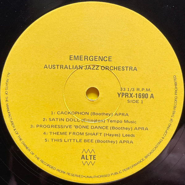 The Australian Jazz Orchestra : Emergence (LP, Album)
