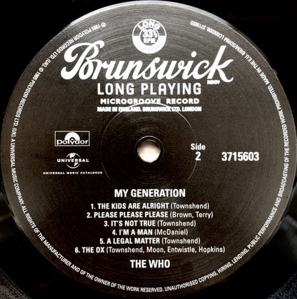 The Who : My Generation (LP, Album, Mono, RE, RM, RP)