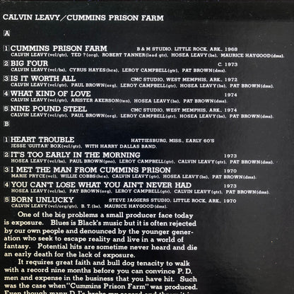 Calvin Leavy : Cummins Prison Farm (LP, Comp, Mono)