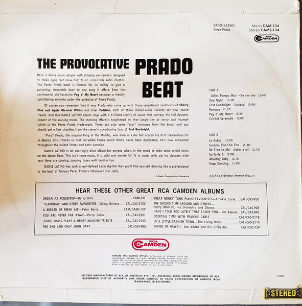 Perez Prado : Dance Latino (LP, Album)