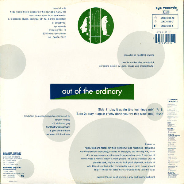 Out Of The Ordinary : Play It Again (12")