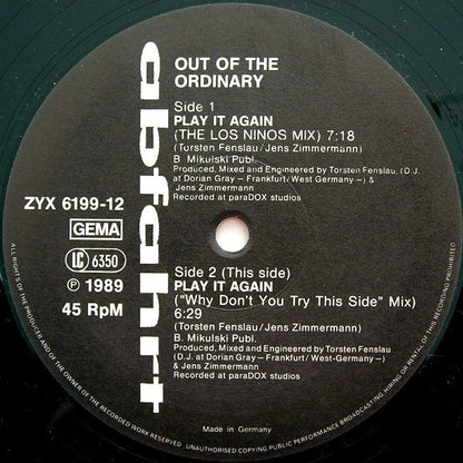 Out Of The Ordinary : Play It Again (12")