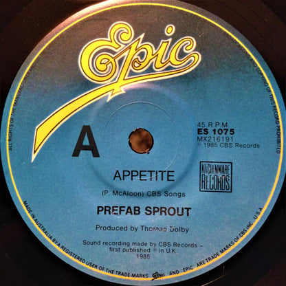 Prefab Sprout : Appetite (7", Single)