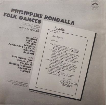 Philippine Rondalla : Philippine Folk Dances (LP, Album)