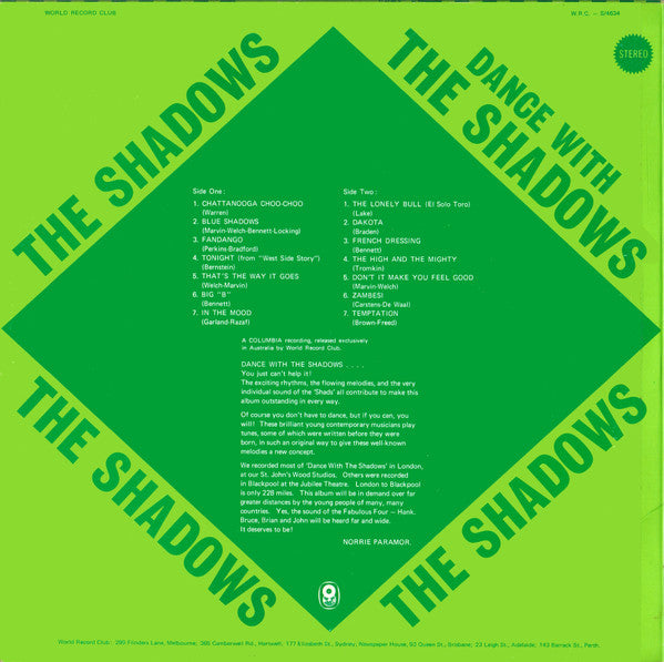 The Shadows : Dance With The Shadows (LP, Album, Club)