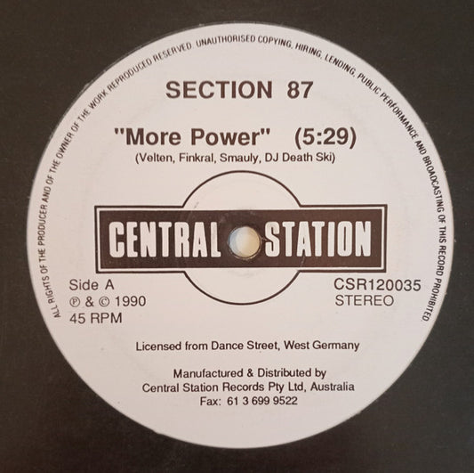 Section 87 / Deejays United : More Power / Dance Computer One (12")