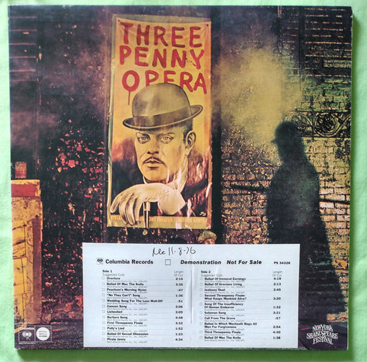 Joseph Papp By Kurt Weill & Bertolt Brecht : Original Cast Recording: Three Penny Opera (LP, Album, Quad, Promo, Gat)