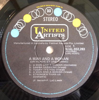 Francis Lai : A Man And A Woman "Un Homme Et Une Femme" (Original Motion Picture Soundtrack) (LP, Album, RE)