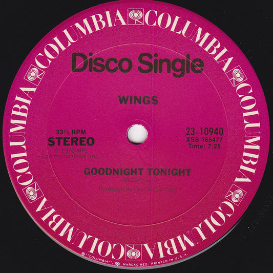 Wings (2) : Goodnight Tonight (12", Pit)