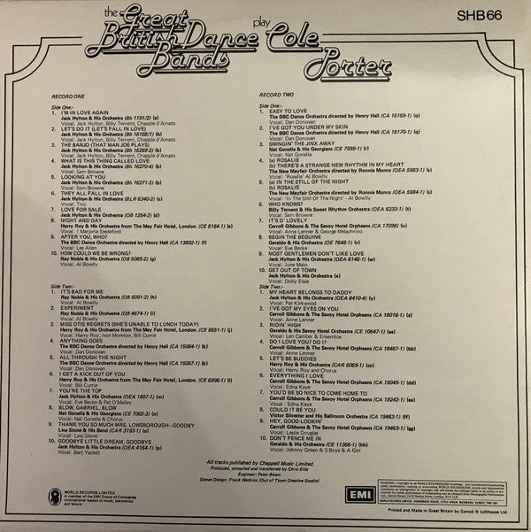 Various : The Great British Dance Bands Play Cole Porter (2xLP, Album, Comp, Mono)