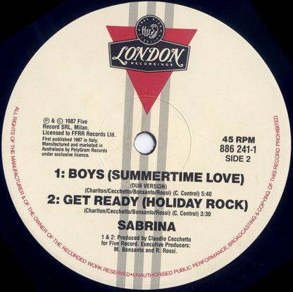 Sabrina : Boys (Summertime Love) (12", Single)
