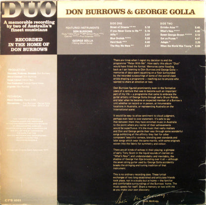 Don Burrows & George Golla Duo* : Duo (LP, Album)