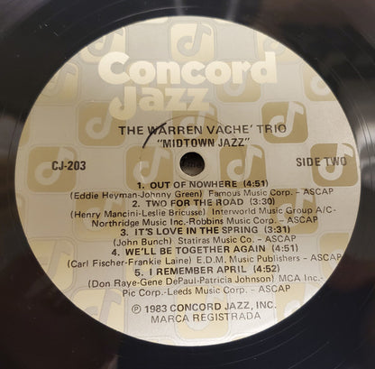 The Warren Vaché Trio With John Bunch And Phil Flanigan : Midtown Jazz (LP, Album)