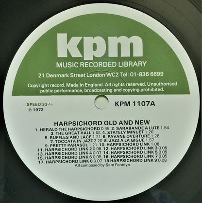 Sam Fonteyn / Johnny Pearson / Derrick Mason : Harpsichord Old And New (LP)