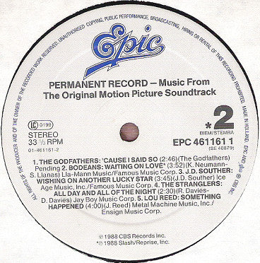 Various : Permanent Record (Music From The Original Motion Picture Soundtrack) (LP)