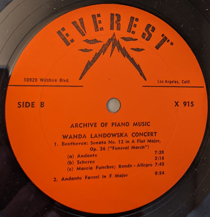 Wanda Landowska : Wanda Landowska Concert (LP, Album)
