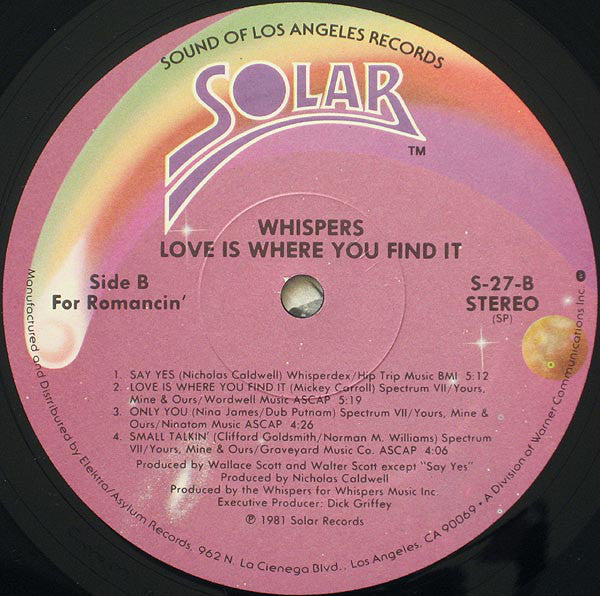 The Whispers : Love Is Where You Find It (LP, Album, SP )
