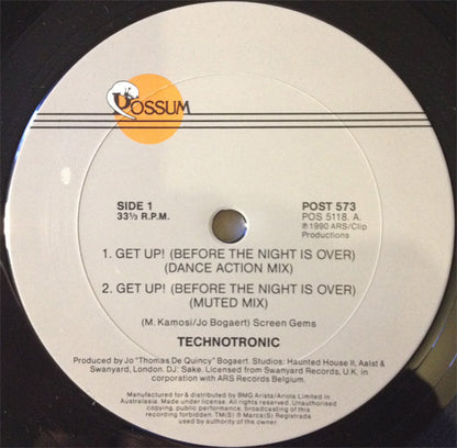 Technotronic : Get Up (Before The Night Is Over) (12")