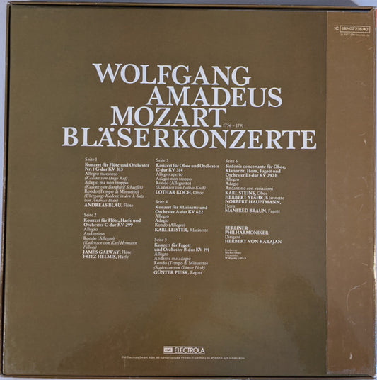 Wolfgang Amadeus Mozart  -  Herbert von Karajan Dirigiert Berliner Philharmoniker : Karajan Dirigiert Mozart - Bläserkonzerte (3xLP, RE + Box)