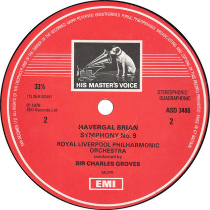 Havergal Brian / Sir Charles Groves / Royal Liverpool Philharmonic Orchestra : Symphony No. 8 • Symphony No. 9 (LP, Album, Quad, Ori)