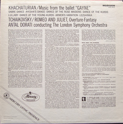 Aram Khatchaturian / Pyotr Ilyich Tchaikovsky, Antal Dorati : Gayne Ballet Music / Romeo And Juliet (LP, Album, Mono)