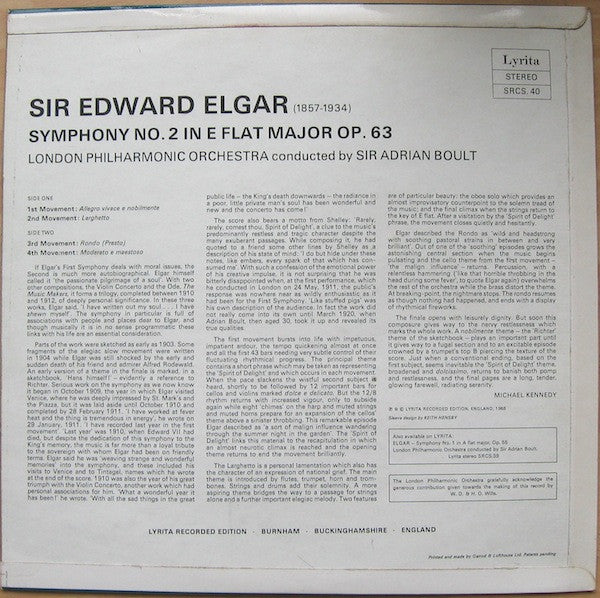 Elgar*, Sir Adrian Boult, London Philharmonic Orchestra : Symphony No 2 In E Flat (LP)