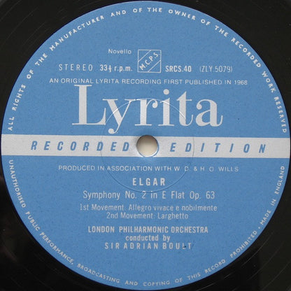 Elgar*, Sir Adrian Boult, London Philharmonic Orchestra : Symphony No 2 In E Flat (LP)