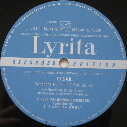 Elgar*, Sir Adrian Boult, London Philharmonic Orchestra : Symphony No 2 In E Flat (LP)