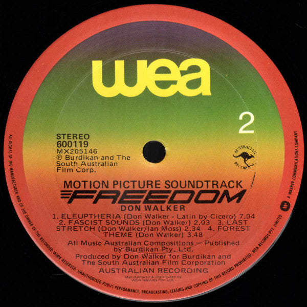 Don Walker (2) : Freedom: Original Soundtrack Music (LP)