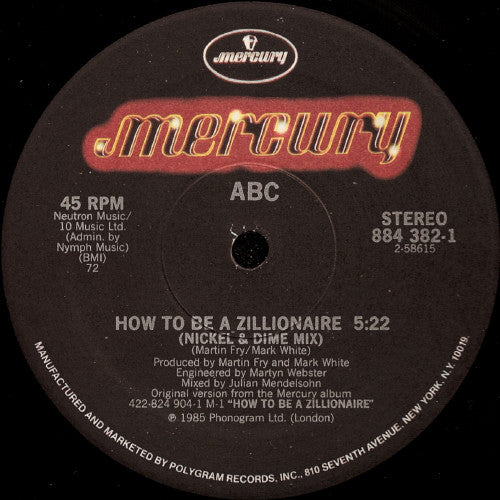 ABC : How To Be A... Zillionaire! (12", Single)