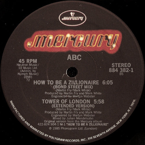 ABC : How To Be A... Zillionaire! (12", Single)