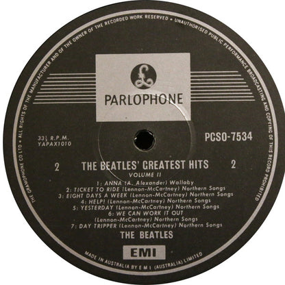 The Beatles : Greatest Hits Volume 2 (LP, Comp, RE, RP)
