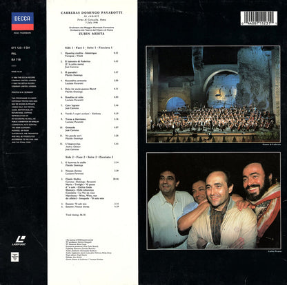 José Carreras, Placido Domingo, Luciano Pavarotti, Zubin Mehta : In Concert (Laserdisc, 12", Album, PAL)