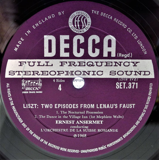 Liszt* - L'Orchestre De La Suisse Romande, Werner Krenn, Le Chœur Pro Arte De Lausanne*, Ansermet* : A Faust Symphony - Two Episodes From Lenau's Faust (2xLP + Box)