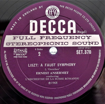 Liszt* - L'Orchestre De La Suisse Romande, Werner Krenn, Le Chœur Pro Arte De Lausanne*, Ansermet* : A Faust Symphony - Two Episodes From Lenau's Faust (2xLP + Box)