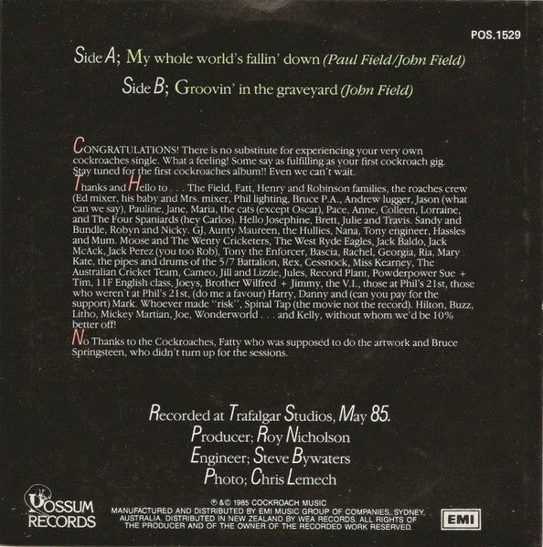 The Cockroaches : My Whole World's Falling Down (7", Single)