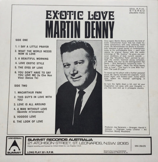 Martin Denny : Exotic Love (LP, Album, RE)