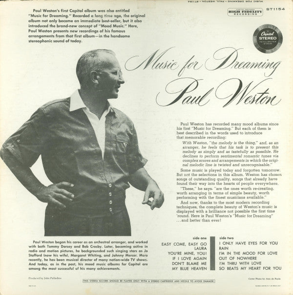 Paul Weston (2) : Music For Dreaming (LP)