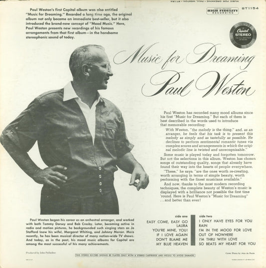 Paul Weston (2) : Music For Dreaming (LP)