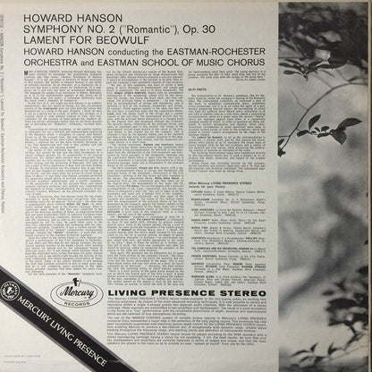 Howard Hanson, Eastman-Rochester Orchestra, Eastman School Of Music Chorus : Symphony No. 2, Op. 30 "Romantic" / The Lament For Beowulf (LP, Album)