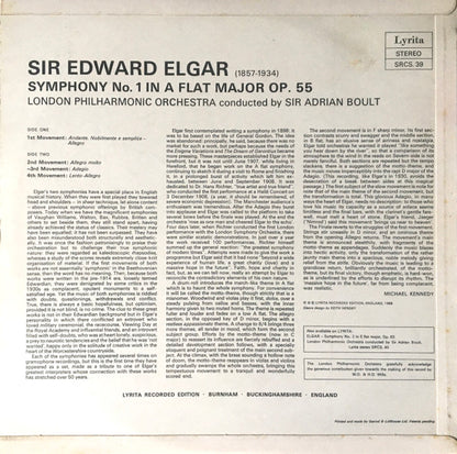 Elgar* - Sir Adrian Boult, London Philharmonic Orchestra : Symphony No 1 In A Flat (LP)