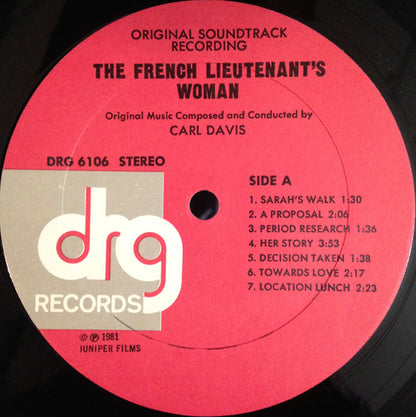 Carl Davis (5) : The French Lieutenant's Woman (Original Motion Picture Soundtrack) (LP)