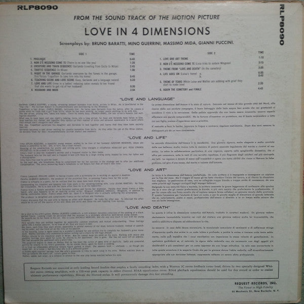 Franco Mannino : Amore In 4 Dimensioni - Love In 4 Dimensions (Motion Picture Soundtrack) (LP, Album)