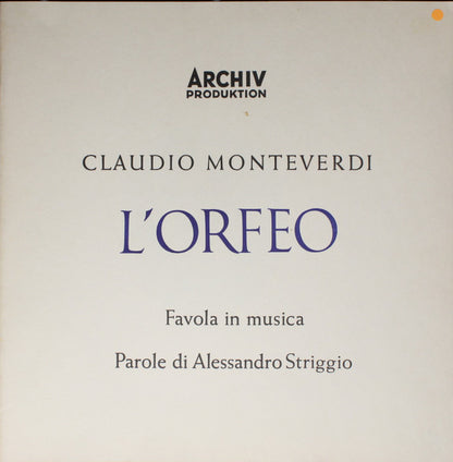 Claudio Monteverdi , Parole Di Alessandro Striggio The Younger : L'Orfeo - Favola In Musica (2xLP, Mono + Box)