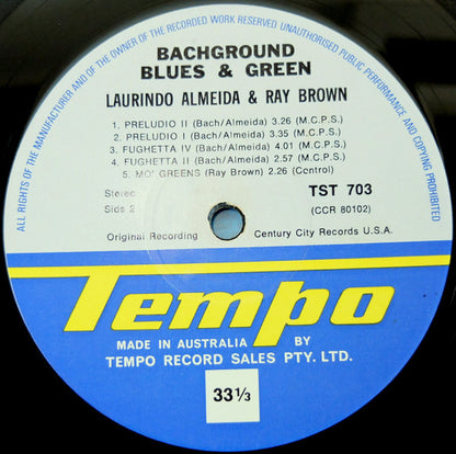 Laurindo Almeida & Ray Brown : Bach Ground Blues & Green (LP, Album)